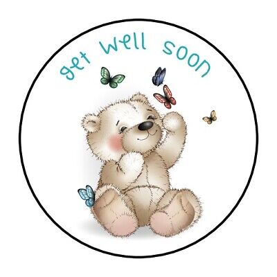 30 Get Well Soon Envelope Seals Labels Stickers 1.5" Round