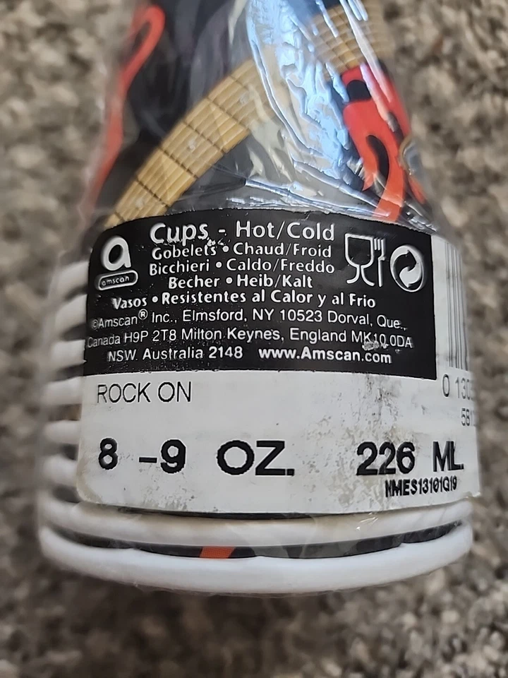 Guitarra Rock On Hot Cold Cups 9oz 8 unidades Black Flames Foto 2 de 3