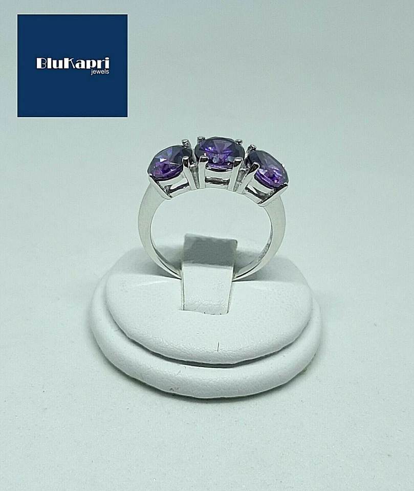 Anello Donna in Argento 925 TRILOGY  7mm zirconi Viola 4,5 karati - Immagine 3 di 4