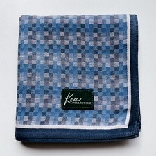 HANDKERCHIEF MEN'S VINTAGE ART BLUE SOLID PLAIN POCKET SQUARE COTTON 18" A-0188