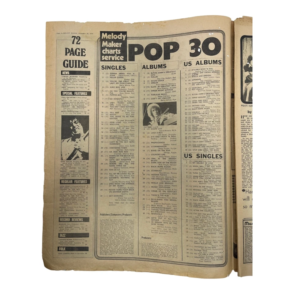 Melody Maker November 30, 1974 Paul McCartney Wings Bad Company Marc Bolan - Image 2 of 3