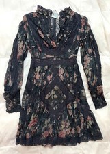 NWT 2018 RUNWAY Zimmermann Unbridled Tucked Dress, Ash Grey Garden Floral:XS,0/1