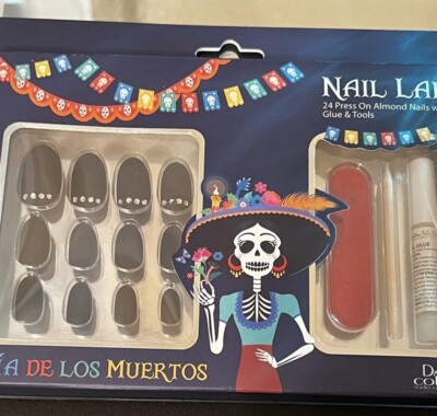 Nail Lab Nails  24 Press On Almond Nails withGlue & Tools DÍA DE LOS MUERTOS