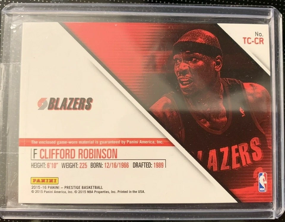 Lote de 2 cartas de camiseta Clifford Robinson usada en juegos Blazers Nets Warriors Prestige Foto 2 de 4