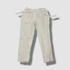 Calvin Klein Women's Ivory Linen Blend Tie Waist Pants Size 8