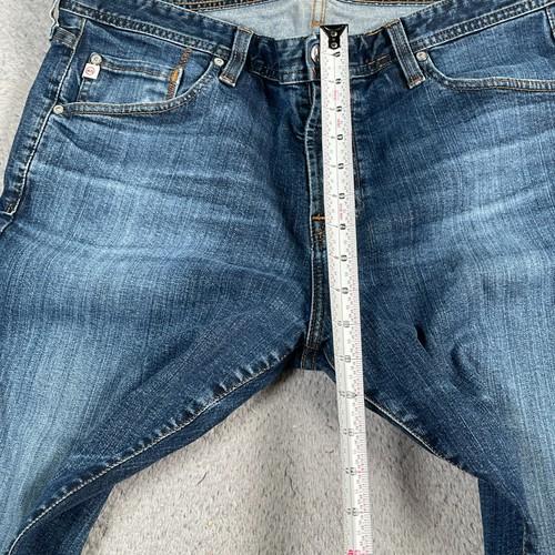 Pantalones de mezclilla para hombre Adriano Goldschmied 38x34 pierna recta elásticos desteñidos bigotes - Imagen 13 de 16