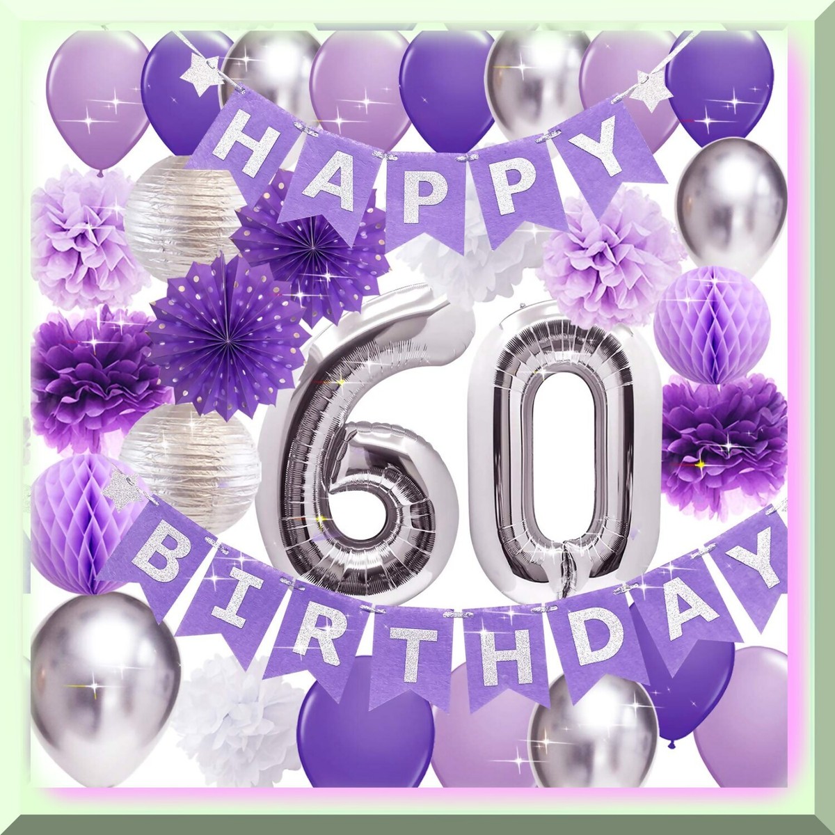 Purple Silver Sparkle: 60th Birthday Celebration Kit for Women