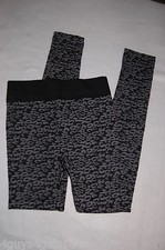 Womens Ankle Length Leggings BLACK GRAY Leopard Print S-M