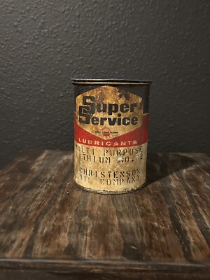 VINTAGE SUPER SERVICE LUBRICANT LITHIUM 302 - EMPTY - COLLECTORS TIN / DISPLAY