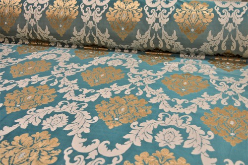 Möbelstoff Bezugsstoff Polsterstoff Meterware Stof Jacquard Ornament Barock Rank