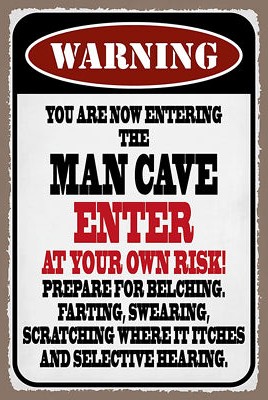 Blechschild 18x12 warning man cave enter at your risk Wand Deko Bar Kneipe Samml