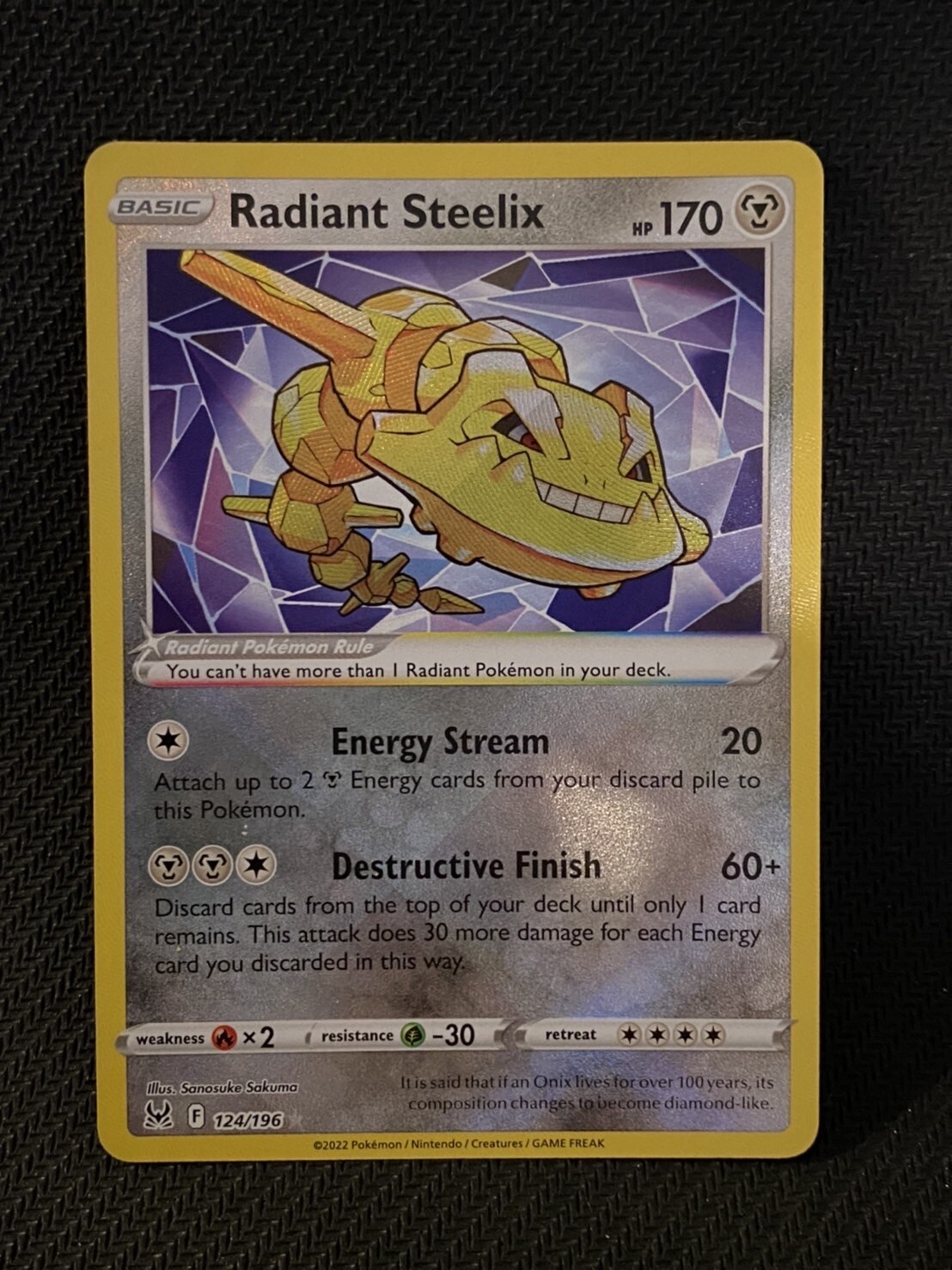 Radiant Steelix 124/196 NM Pokemon Lost Origin Radiant Holo Rare