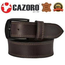 Cazoro Genuine Leather Men Big and Tall Jeans Belt Size 44"- 56", Brown