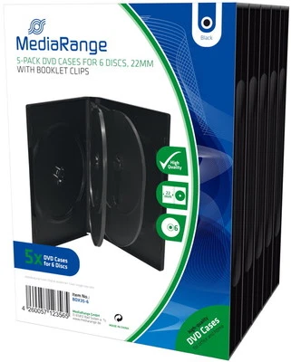 5 Mediarange DVD Hüllen 6er Box 22 mm für je 6 BD / CD / DVD schwarz
