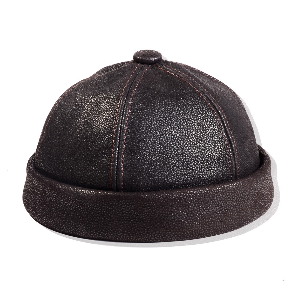 Men's Women's 100% Real leather Beanie Zucchetto Skullcap Beret