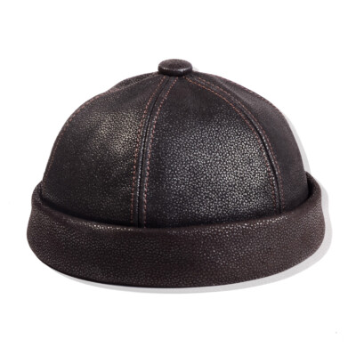 帽子 y's for men leather docking beret hat Men's Women's 100% Real leather Beanie Zucchetto Skullcap Beret
