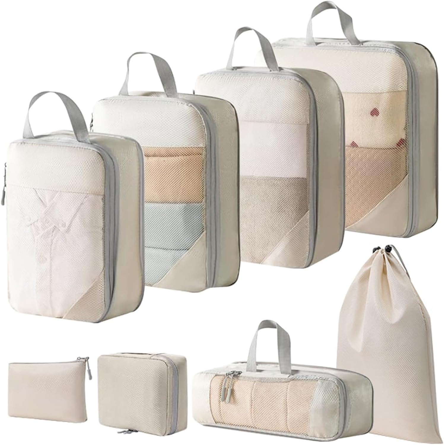 Compression Packing Cubes, Travel Packing Cubes Set of 8 Travel Packing Organise-image