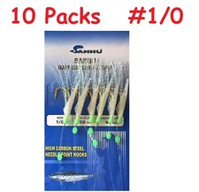10 Packs # 1/0 sabiki bait rigs 6 hooks off-shore saltwater fishing lures - 467