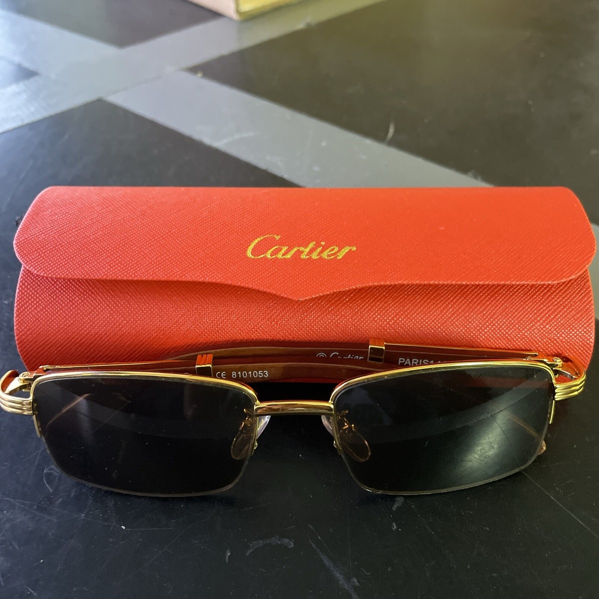 CARTIER Sunglasses Brown Tortoise Shell Pattern 51-18 140 T8101053