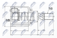 NTY NPW-RE-053 Gelenksatz Antriebswelle Hinterachse Rechts, Hinterachse Links,