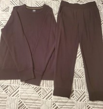 Athletic Works Black Fleece Lined Crew Sweatshirt Top YXL and Bottom YL