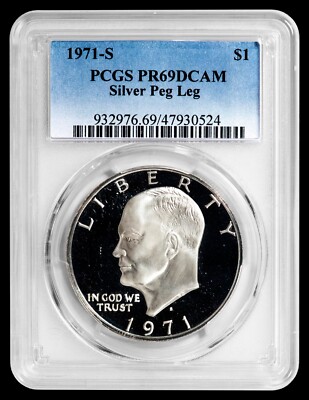 1971-S Silver Eisenhower Dollar PCGS PR69DCAM : OFFICIAL 