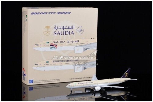 1:400 JC Wings Saudi BOEING 777-300ER Passenger Airplane Flap Down Diecast Model - Picture 7 of 10