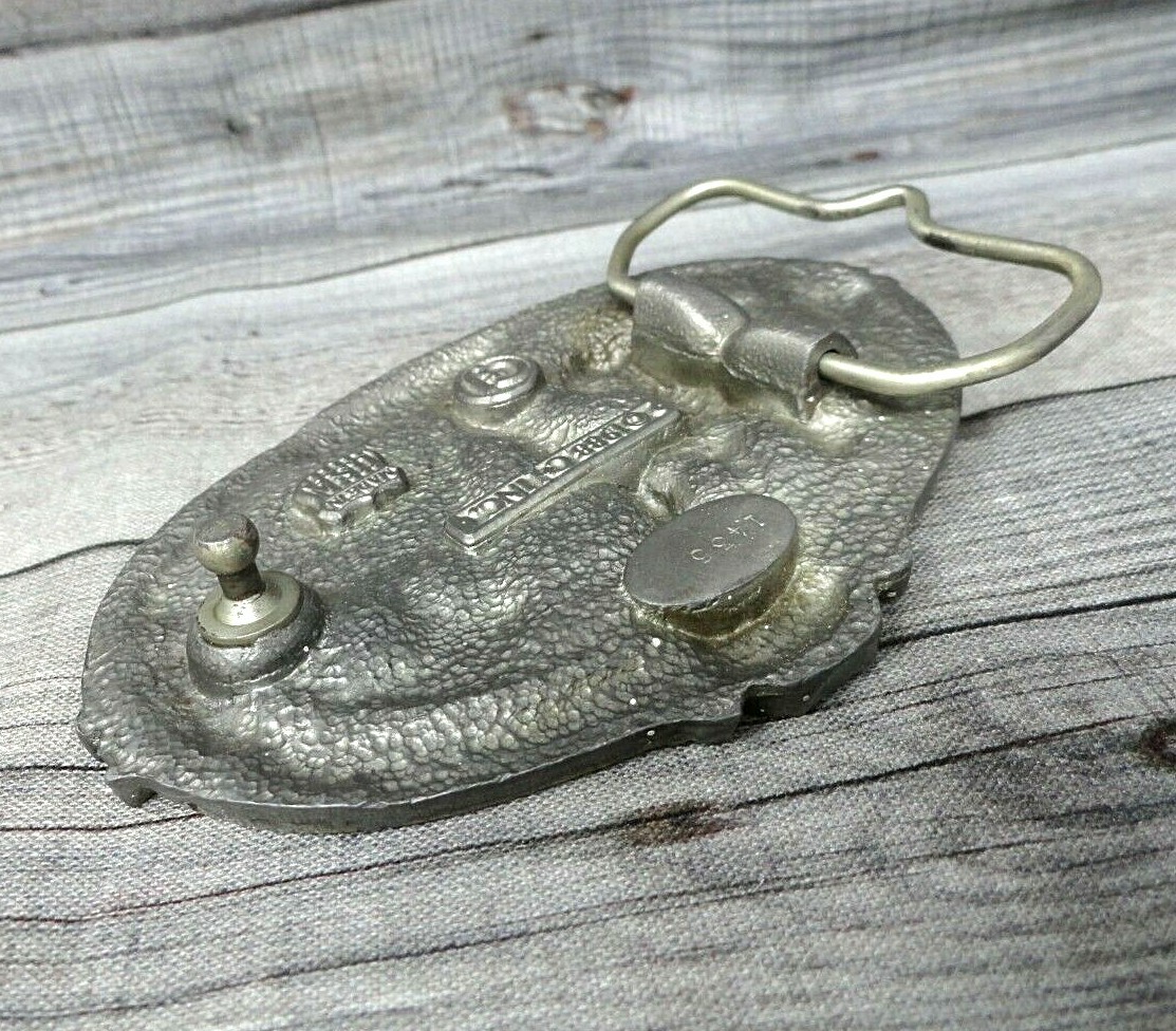 Police Belt Buckle Americas Finest Serve Protect Badge Vtg 80s CJ Inc      .B138