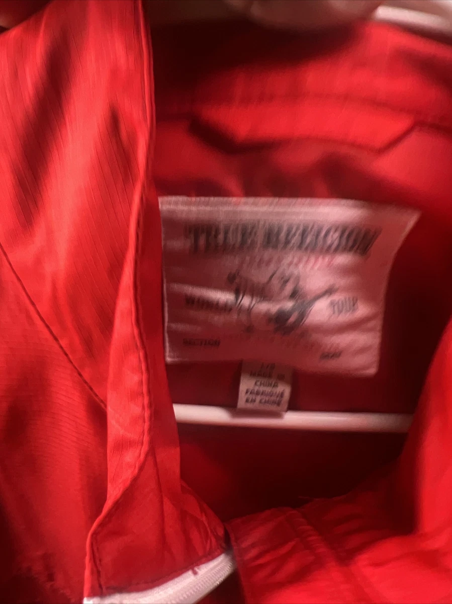 True Religion Track Jacket Windbreaker Red White Accents Size L Pre owned