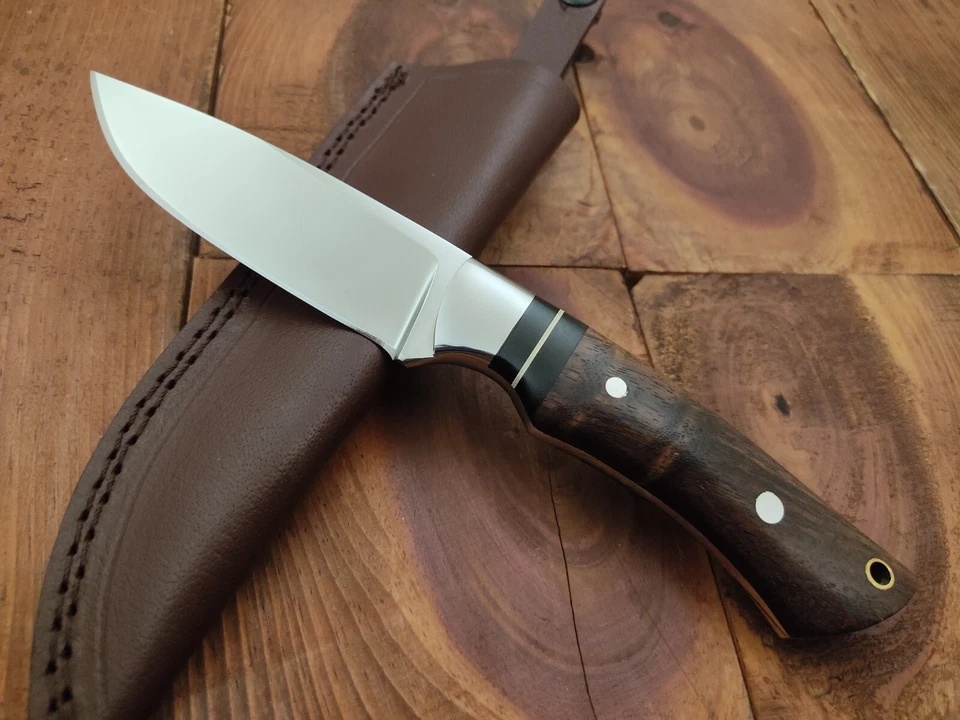 Cuchillo de caza de campamento de hoja fija de acero inoxidable Full Tang 12c27 hecho a mano personalizado Foto 2 de 4