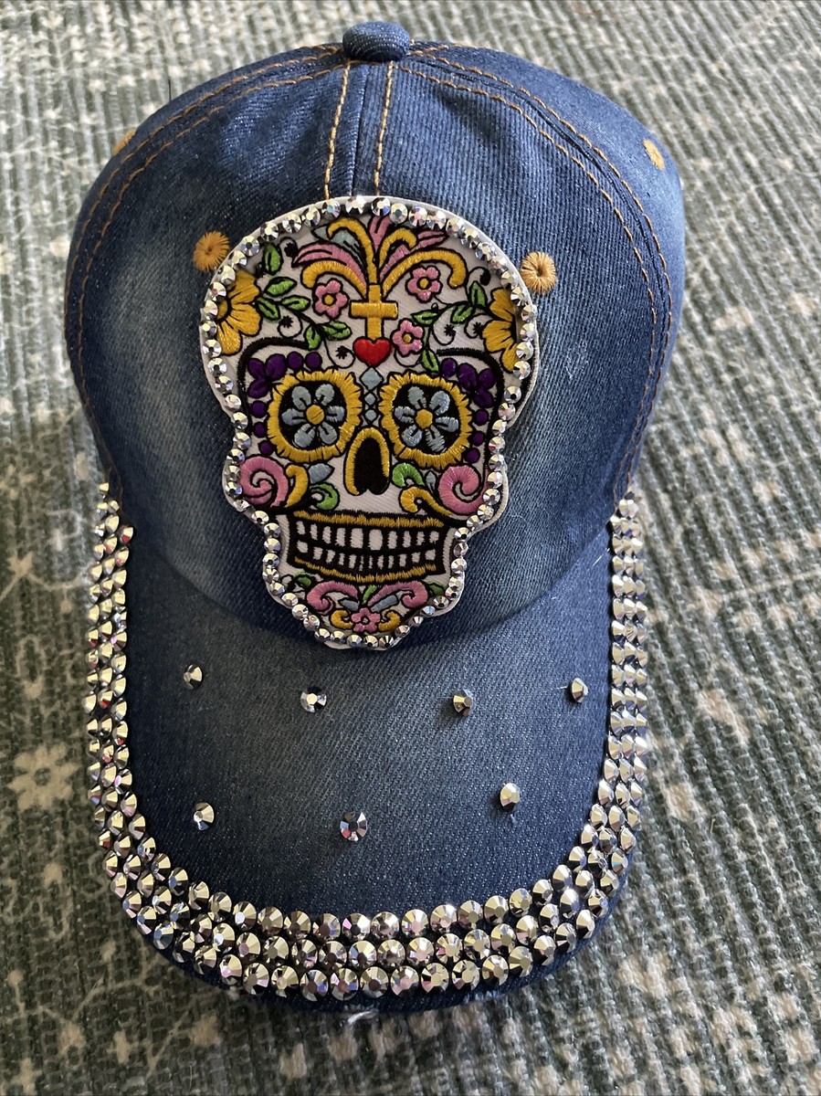 Sugar Skull Multi Color Denim Fashion Baseball Cap  display picture 2