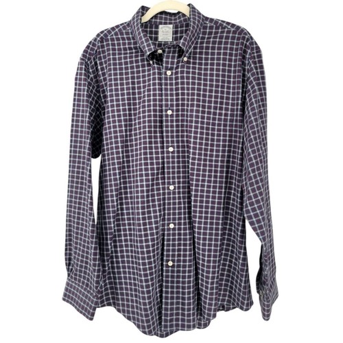 Camicia elegante Brooks Brothers Regent XL uomo cotone Supima non ferro blu/rosso - Foto 1 di 6