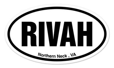 RIVAH Northern Neck  Virginia Oval car window bumper sticker decal 5'' x 3''