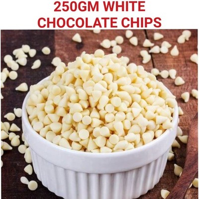 250GM White Chocolate Chips, Choco Chips For Cake Decoration,Baking,Ice Cream