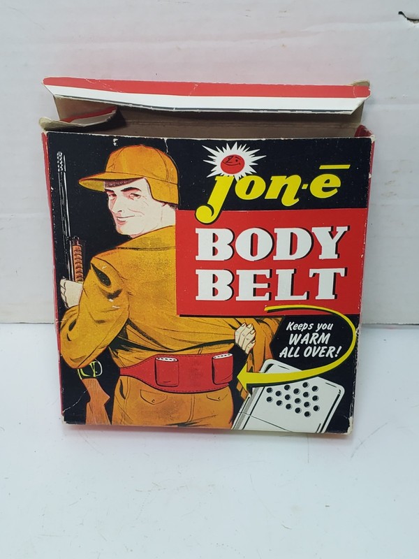 Vintage Hunting Fishing Jon-e Body Belt Hand Warmer in original box USA