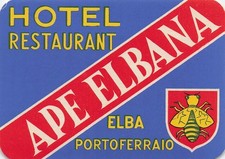 Hotel Restaurant Ape Elbana Portoferraio Elba Italy Vintage Luggage Label