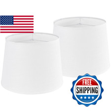 GO SO Large White Texture Lamp Shades Set of 2,Drum Lampshades Replacemnt for Ta