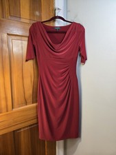 Lauren Ralph Lauren Sexy Deep Red Bodycon Gathered Dress Sz 6