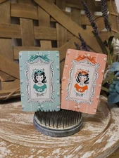 Vintage Midcentury Little Girl Pmaying Cards, Children, Swap Trade Card, Deco