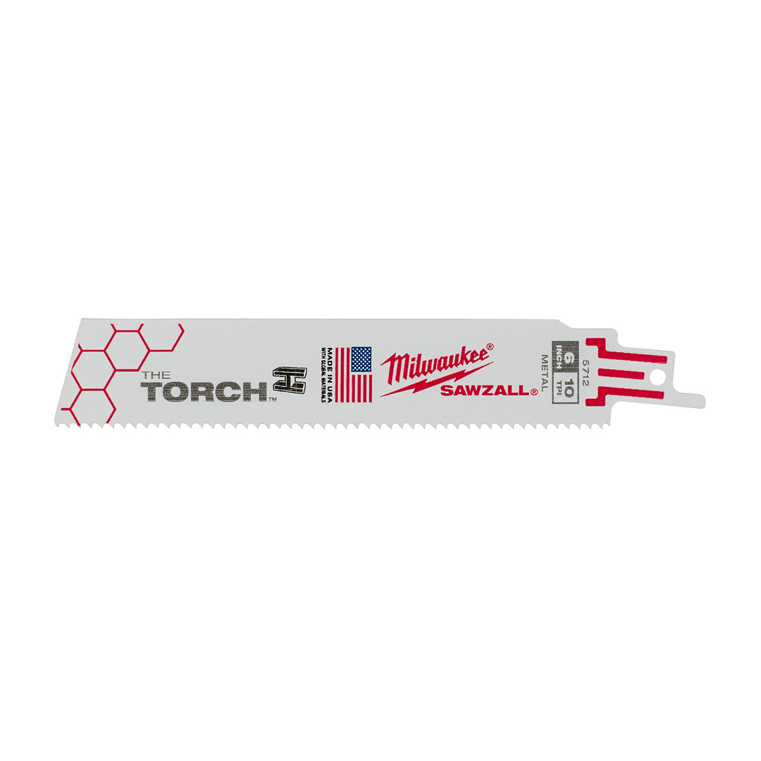 Milwaukee 48-00-5712 6" 10 TPI TORCH SAWZALL Blade for Thick Metal, 5PK