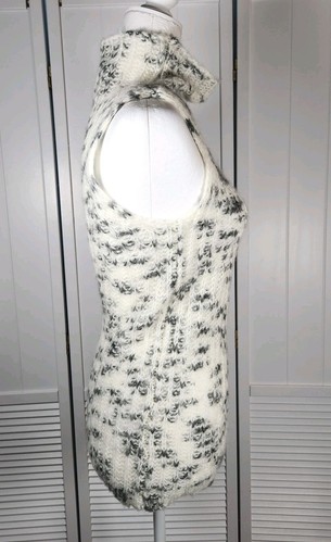 Zara Womens Sweater Turtleneck Sleeveless Size Medium Chunky Knit Ivory Gray - Picture 3 of 10