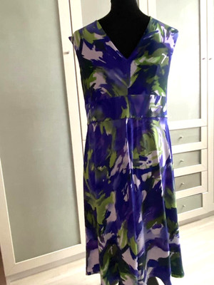 R&M Richards Damen Kleid Midi Größe 14 ,Made in USA ,Farbe:Violett/Grün,
