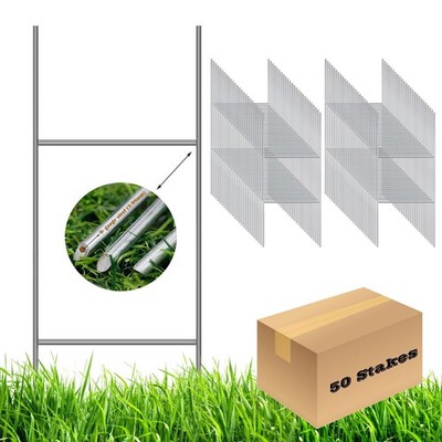 50 Pack H Frame Wire Stakes 30 x10 inch 9 Gauge Galvanized 30*10inch, Silver