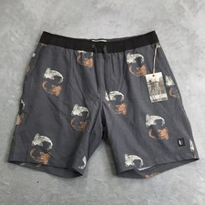 Linksoul Saturday Shorts Fish Print on Gray background size L New
