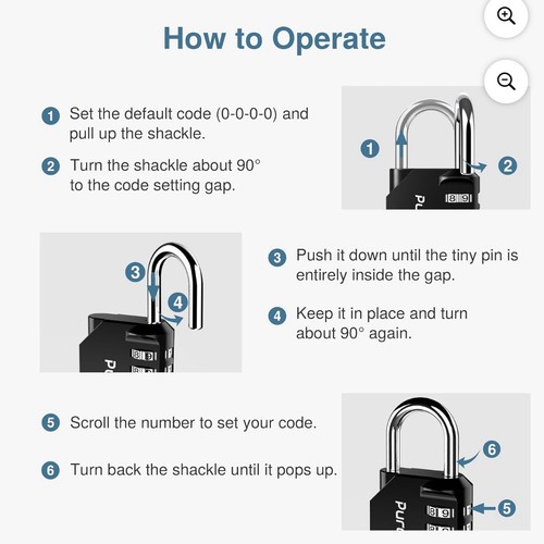 Puroma 2 Pack Combination Lock for Locker 4 Digit Outdoor Medium, Black - Picture 12 of 12