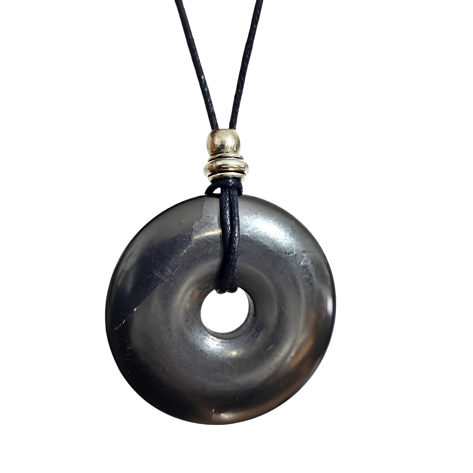 Shungite Donut Pendant 50mm Gemstone Protection Torus Vortex EMF Mineral & Boxed