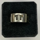 Vintage 925 Sterling Silver Abstract Geometric T Ring 4.9 Grams Sz 5 Hand Signed