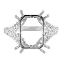 Semi Mount Ring Octagon 10X14MM Solitaire Women Ring 925 Sterling Silver