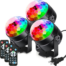 3-Pack Sound Activated Party Lights with Remote Control Dj Lighting, Disco Ball