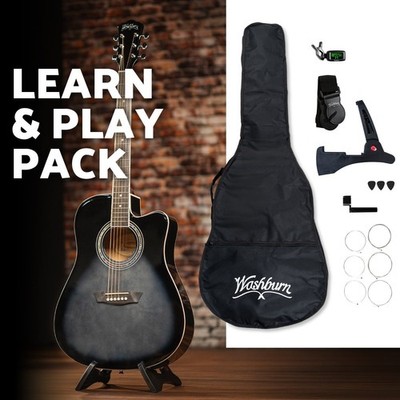 Washburn WA90CETBBPACK Learn & Play Pack Acoustic Electric Guitar Bundle